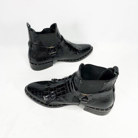 FREDA SALVADOR Croc-Embossed Kiltie Chelsea Boots - Picture 9 of 10